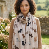 Black Ginger Lacarre - Animal Print Cats Scarf (70x180cm) - Dark Red