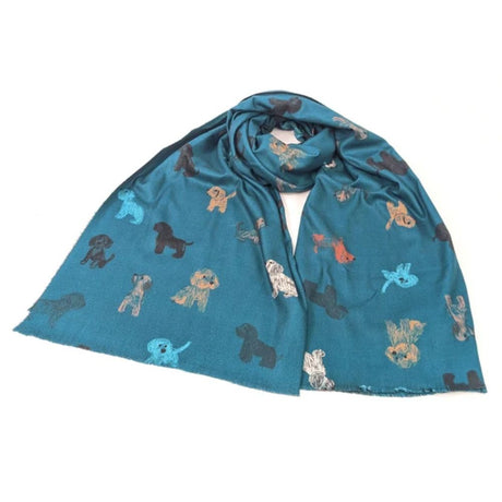Black Ginger Shaggy Dog Scarf (70x180cm) - Teal Blue