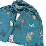 Black Ginger Shaggy Dog Scarf (70x180cm) - Teal Blue
