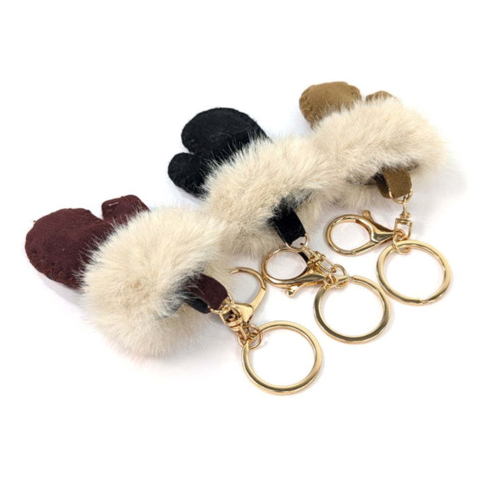 Black Ginger Sheepskin Style Mitten Keyrings