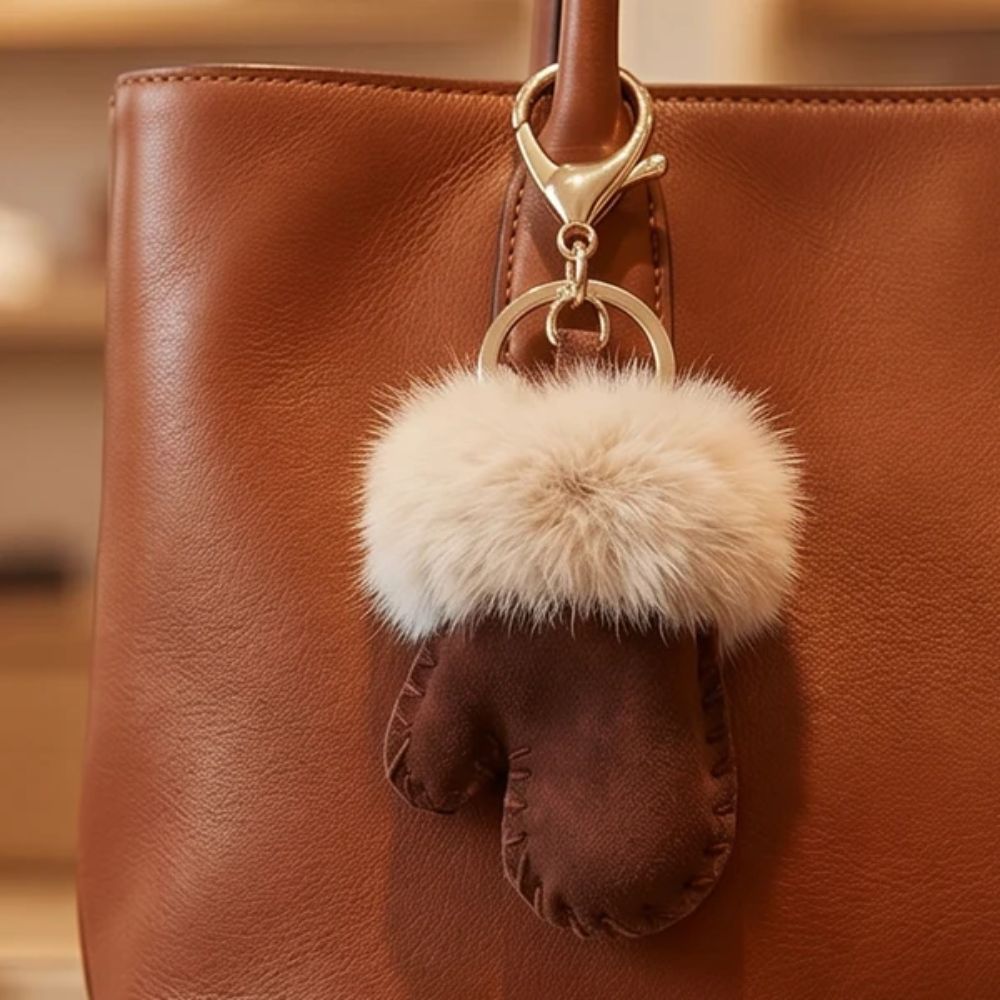 Black Ginger Sheepskin Style Mitten Keyrings
