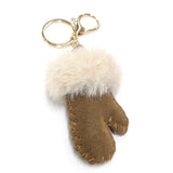 Black Ginger Sheepskin Style Mitten Keyrings