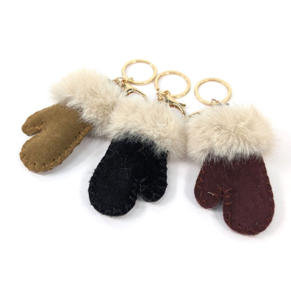 Black Ginger Sheepskin Style Mitten Keyrings