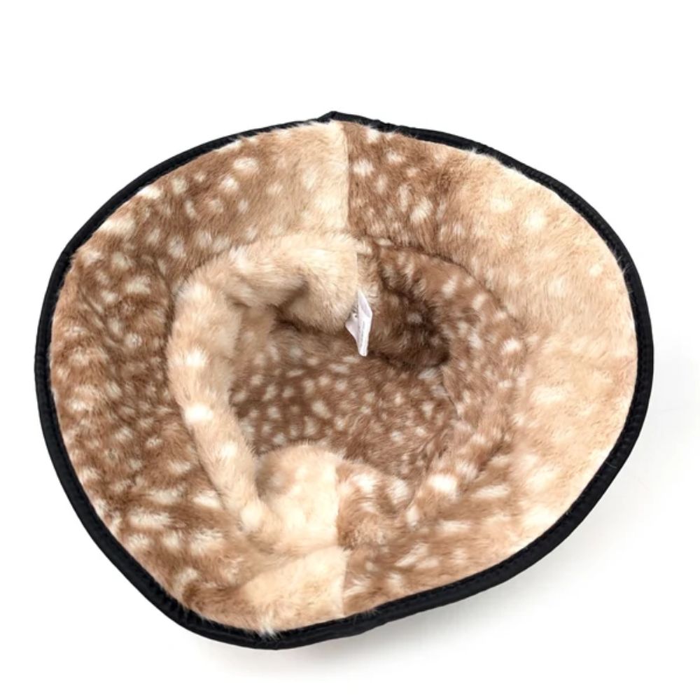 Black Ginger Showerproof Hat with Faux Fur Lining - Deer Print