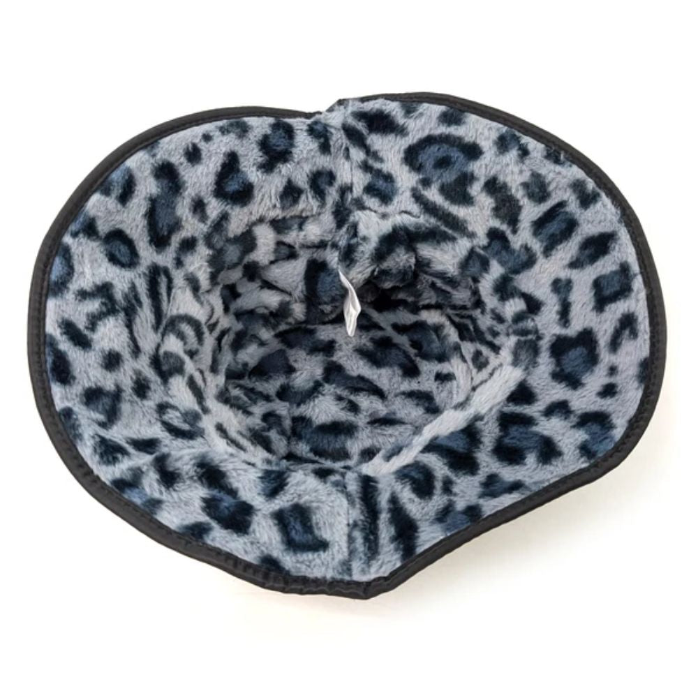 Black Ginger Showerproof Hat with Faux Fur Lining - Grey Animal Print