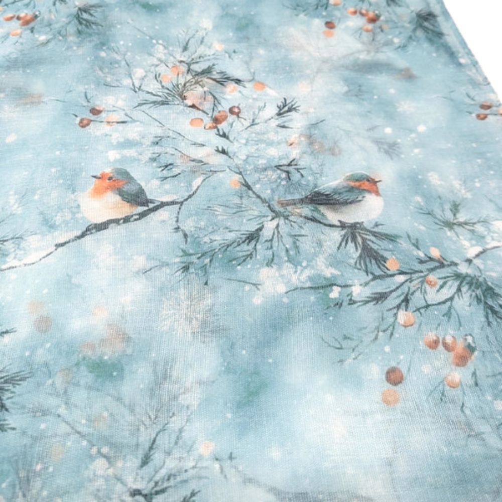 Black Ginger Snowy Robin Scarf (50x180cm) - Exclusive Design