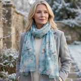 Black Ginger Snowy Robin Scarf (50x180cm) - Exclusive Design