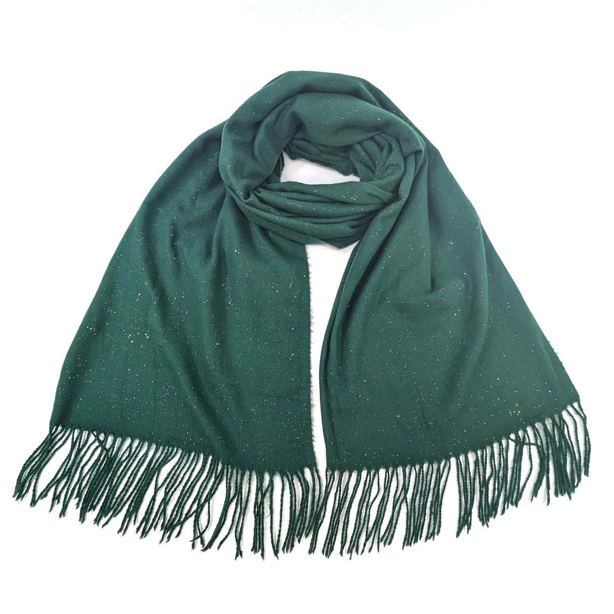 Black Ginger Sparkly Petra Pashmina Scarf - Green