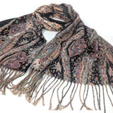 Black Ginger Sutar - Paisley Sparkling Scarf (70x180cm) - Black