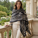 Black Ginger Tarnos - Large Triangle Scarf (135x135cm) - Black Zebra