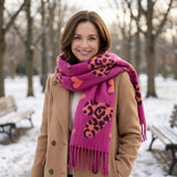 Black Ginger Thaa - Super Thick Hearts Scarf (42x180cm) - Pink/Orange