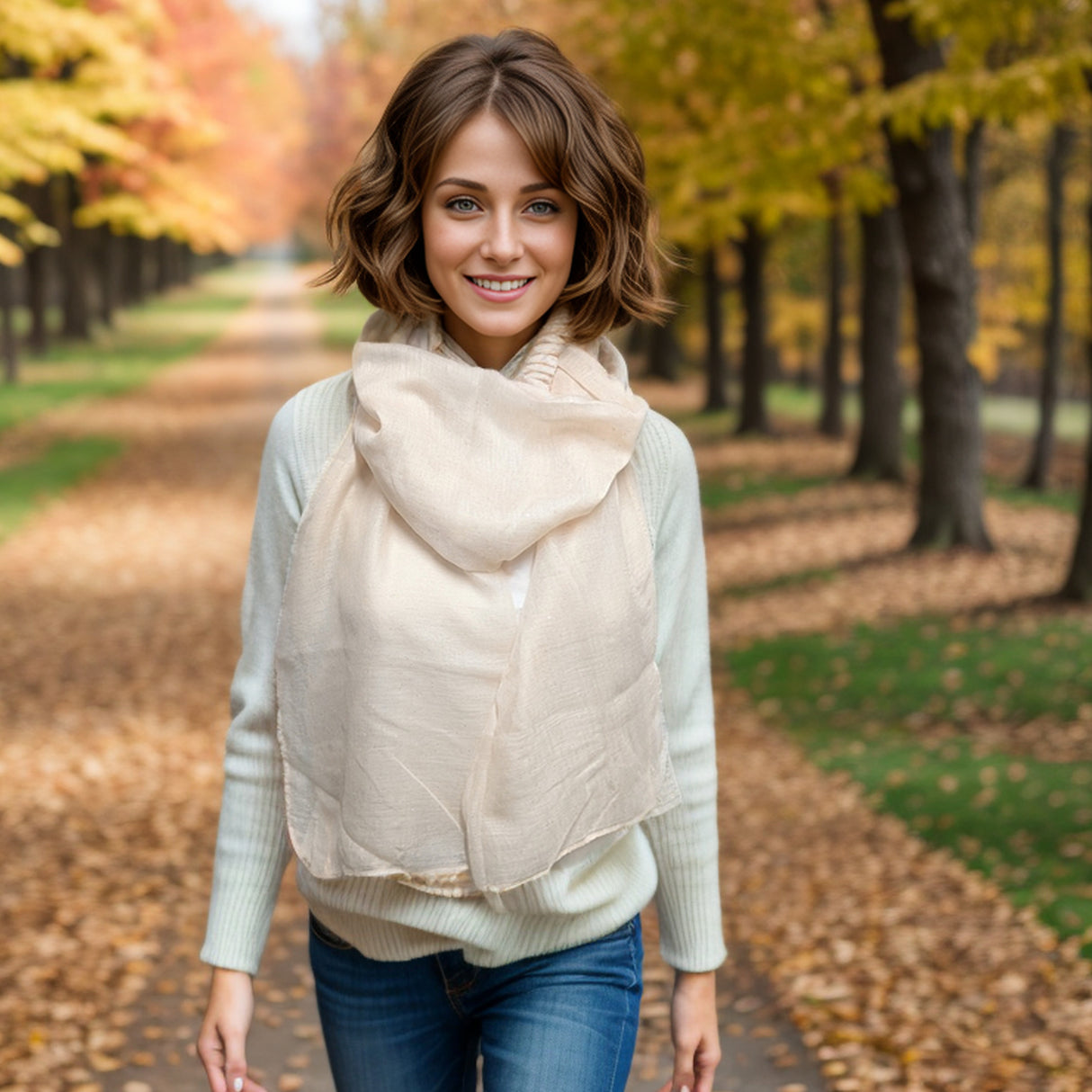 Black Ginger Viano Sparkle Scarf - Cream