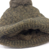 Black Ginger Weave PomPom Hat - Mocha