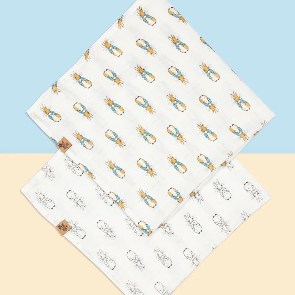 Blade & Rose Peter Rabbit Neutral Muslin Square (Pack of 2) - Old Railway Line Garden Centre