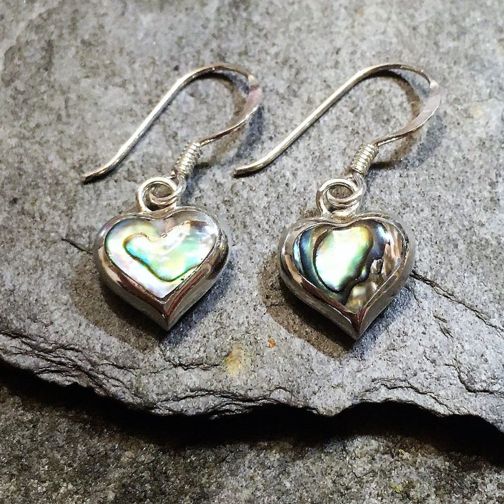 Blue Lily 10mm Heart Abalone Mother of Pearl Earring