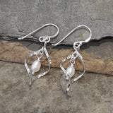 Blue Lily 20mm Silver Twist With Pearl Drop Earrings