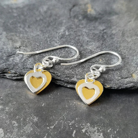 Blue Lily 8mm Two Tone Heart In Heart Drop Earring - SE457B - Old Railway Line Garden Centre