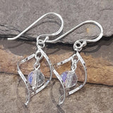 Blue Lily Silver Twist With Crystal Bauble Drop Earring - SE512B - Old Railway Line Garden Centre