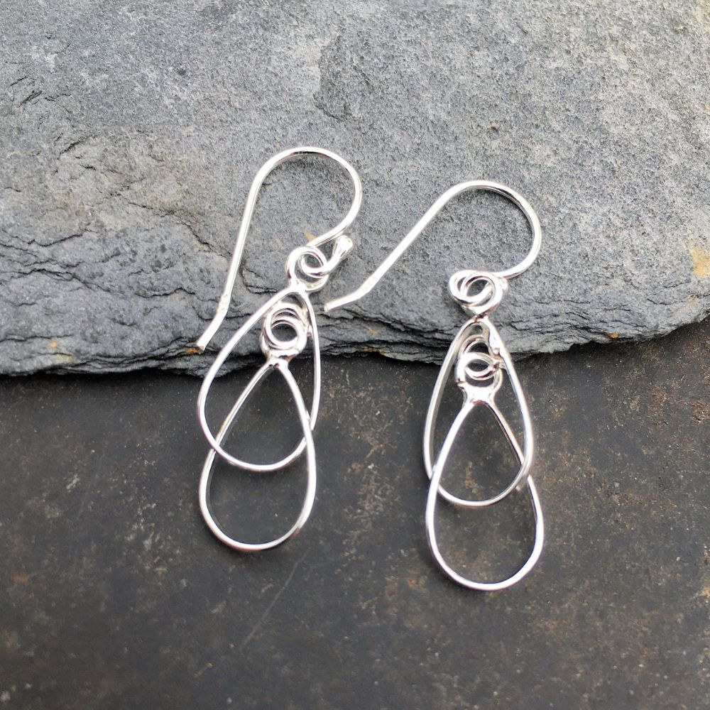 Blue Lily Wire Teardrop Earring