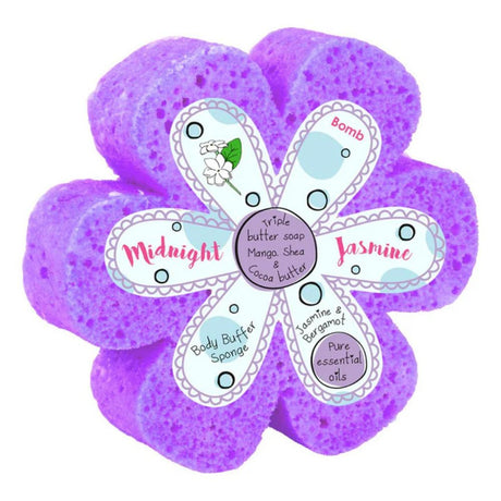 Bomb Cosmetics Midnight Jasmine Body Buffer Shower Sponge - Old Railway Line Garden Centre
