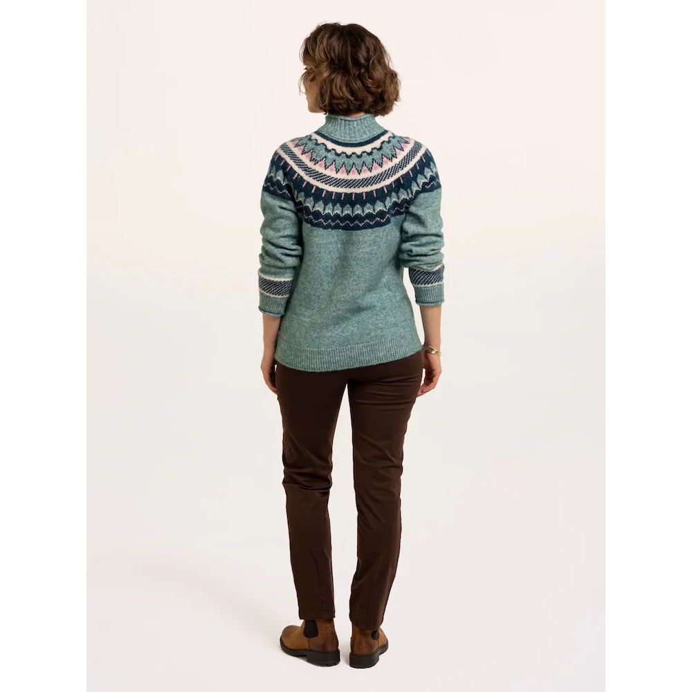 Brakeburn Alma Fairisle Knitted Roll Neck Jumper - Turquoise
