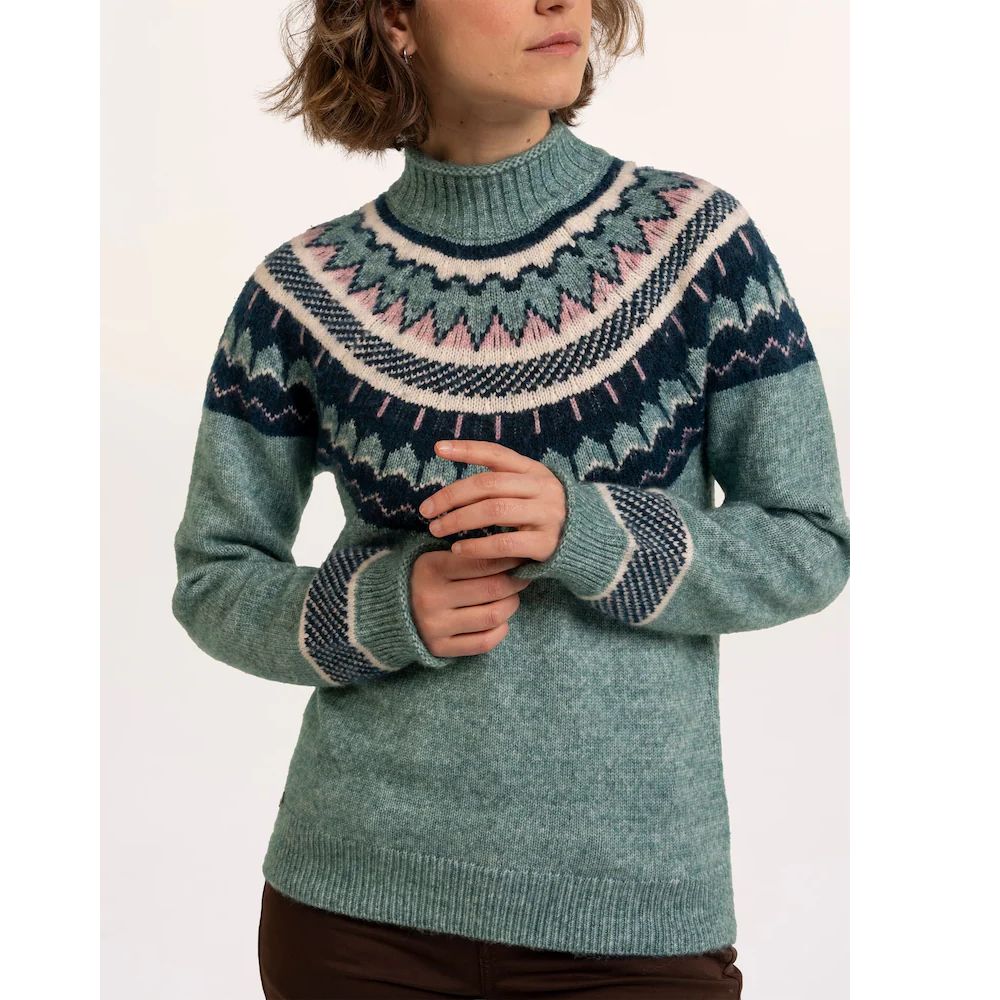 Brakeburn Alma Fairisle Knitted Roll Neck Jumper - Turquoise