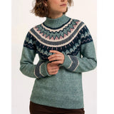Brakeburn Alma Fairisle Knitted Roll Neck Jumper - Turquoise