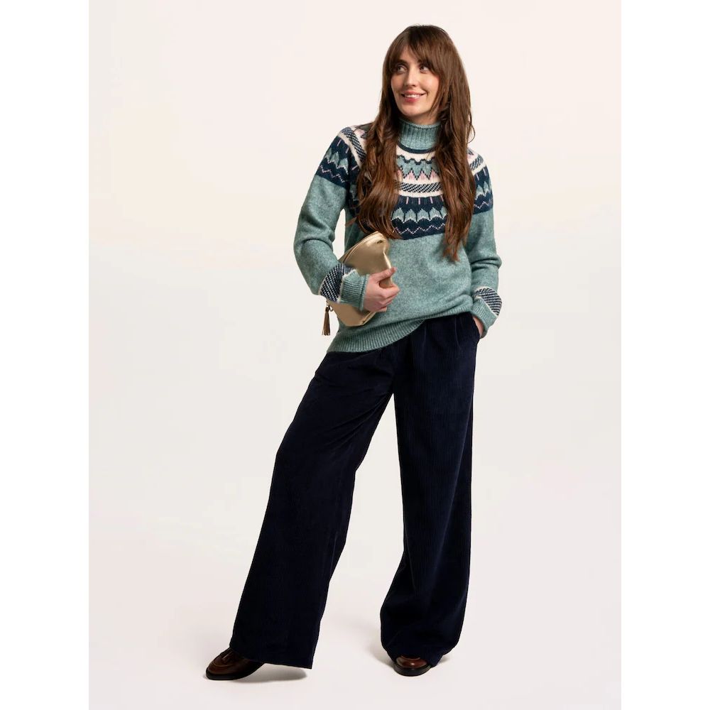 Brakeburn Alma Fairisle Knitted Roll Neck Jumper - Turquoise