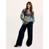 Brakeburn Alma Fairisle Knitted Roll Neck Jumper - Turquoise