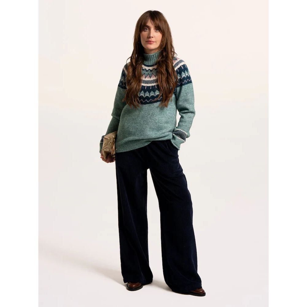 Brakeburn Alma Fairisle Knitted Roll Neck Jumper - Turquoise