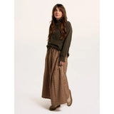 Brakeburn Alula Check Maxi Skirt - Brown/Cream