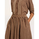 Brakeburn Alula Check Maxi Skirt - Brown/Cream