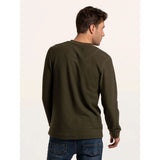 Brakeburn Arran Waffle Textured Henley Long Sleeve Top - Green