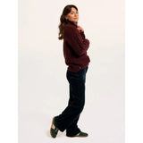 Brakeburn Freya Cable Knit Funnel High Neck Jumper - Burgundy