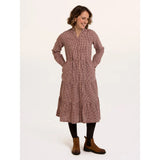 Brakeburn Beech Checkered Frill Midi Dress - Brown