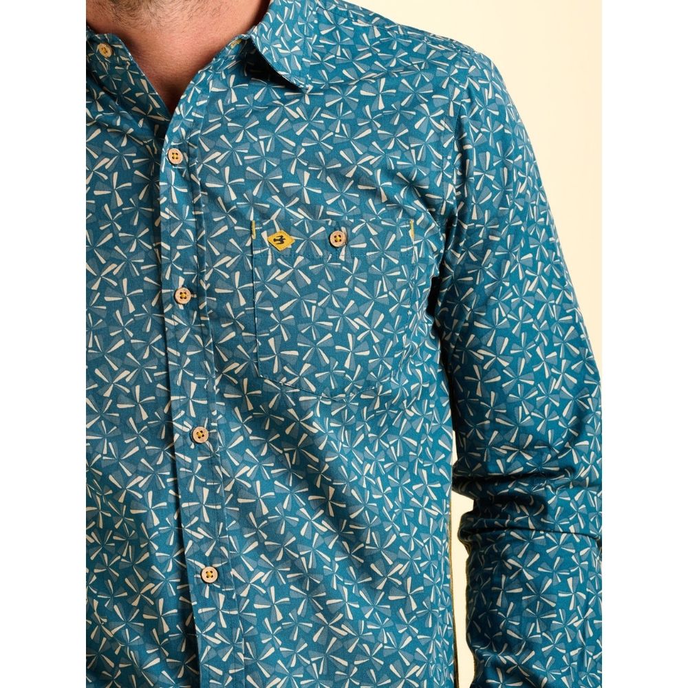 Brakeburn Benbecula Printed Men's Shirt - Teal