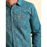 Brakeburn Benbecula Printed Men's Shirt - Teal