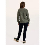 Brakeburn Brenda Smock Front Leaf Long Sleeve T-Shirt - Green