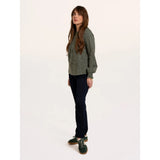 Brakeburn Brenda Smock Front Leaf Long Sleeve T-Shirt - Green