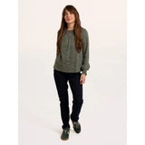 Brakeburn Brenda Smock Front Leaf Long Sleeve T-Shirt - Green
