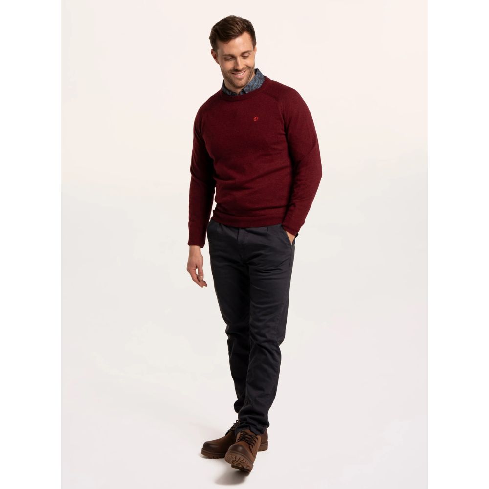 Brakeburn Brentwood Crew Neck Knitted Jumper - Burgundy
