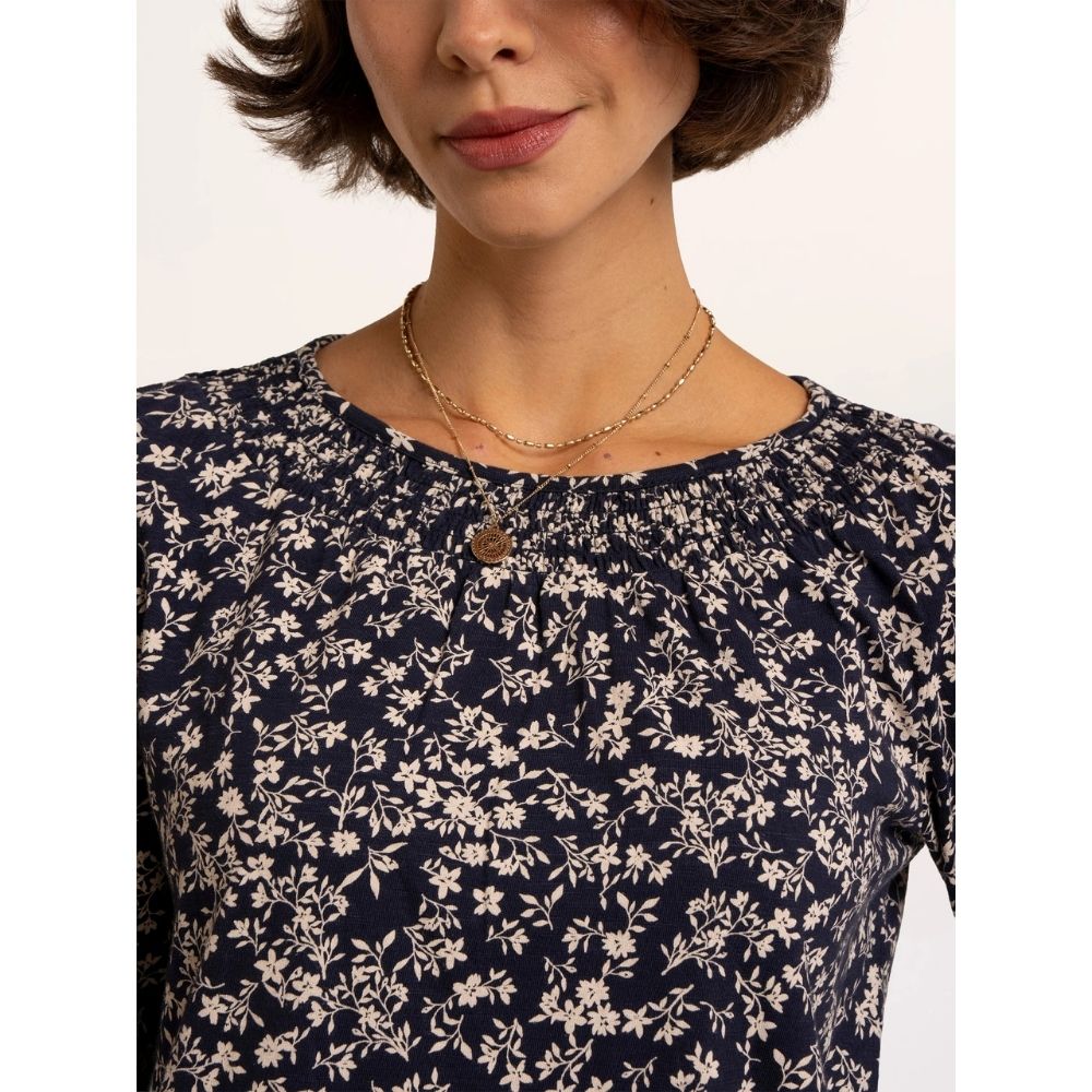 Brakeburn Brielle Printed 3/4 Sleeve T-Shirt - Navy