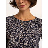Brakeburn Brielle Printed 3/4 Sleeve T-Shirt - Navy