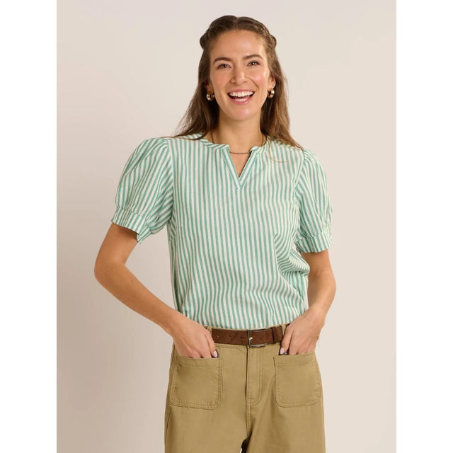 Brakeburn Bruni Stripe Blouse - Green - Old Railway Line Garden Centre