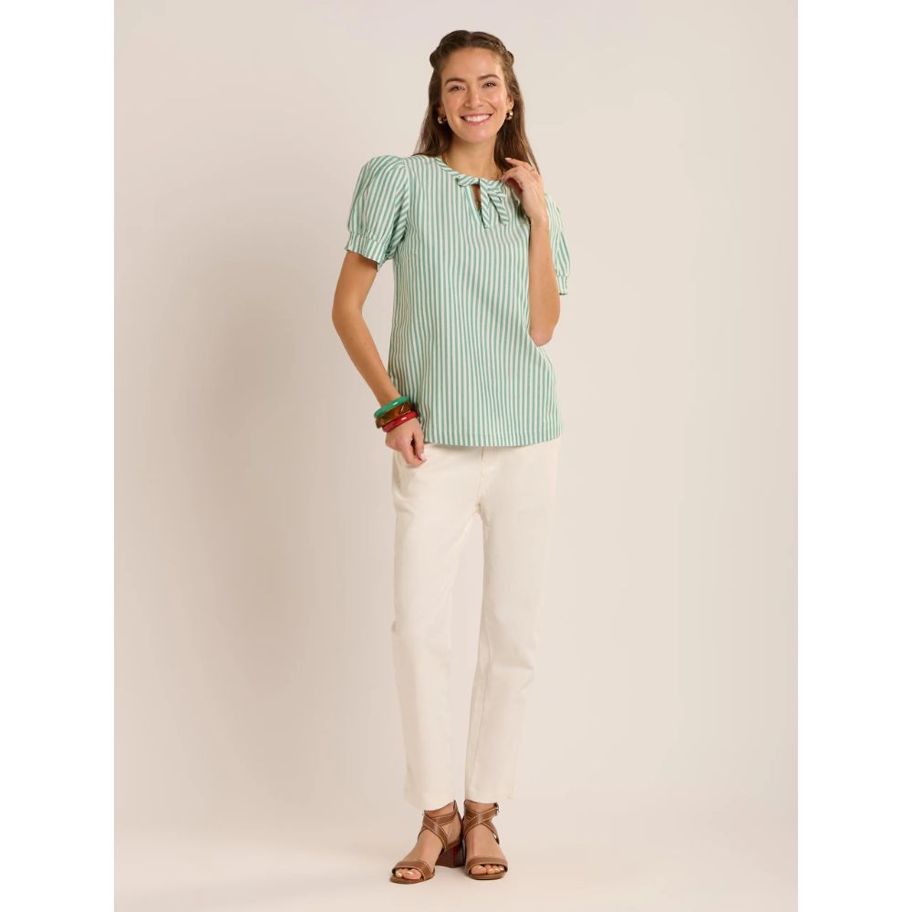 Brakeburn Bruni Stripe Blouse - Green