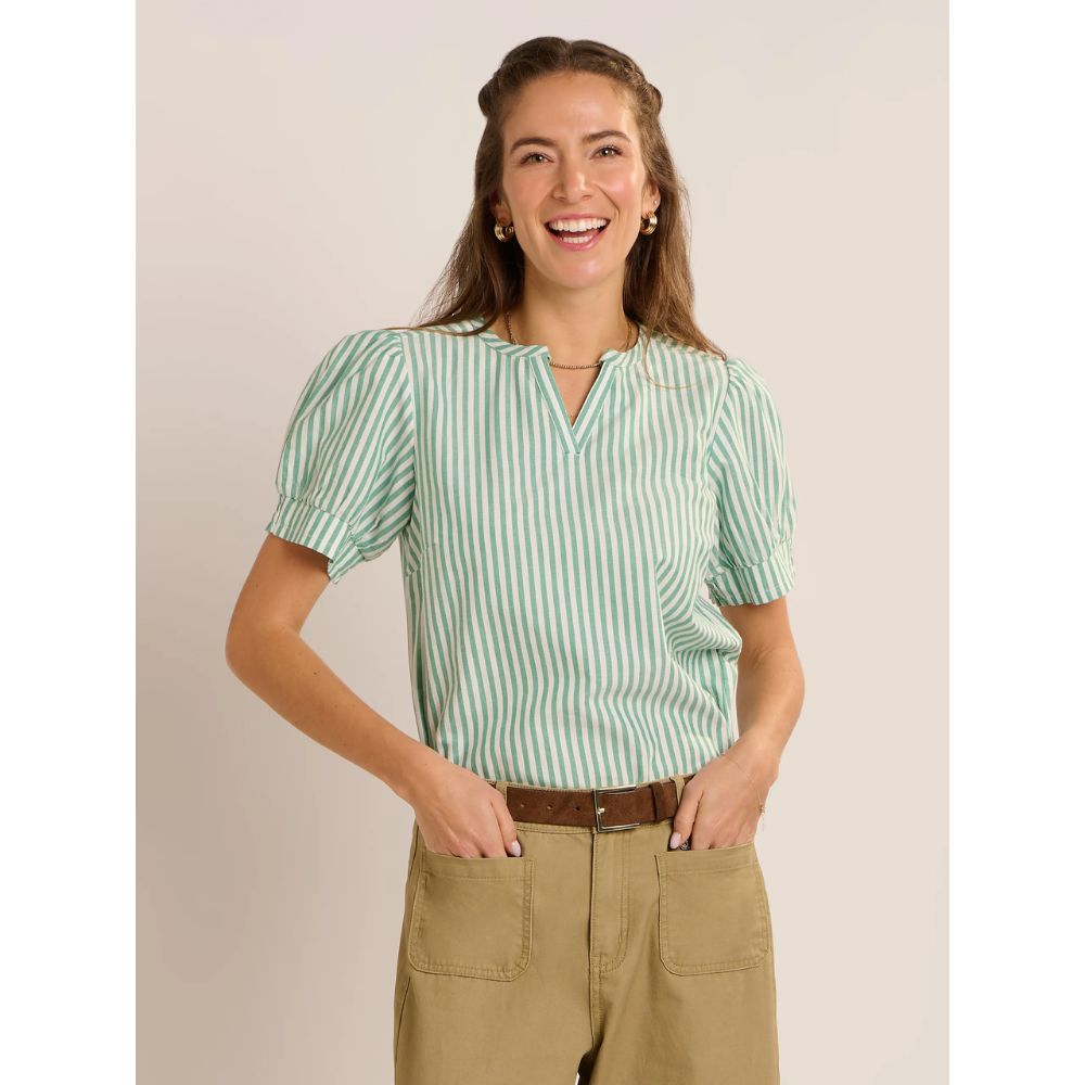 Brakeburn Bruni Stripe Blouse - Green