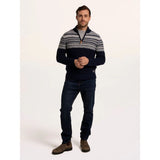 Brakeburn Crossharbour Fairisle 1/2 Neck Knitted Jumper - Navy