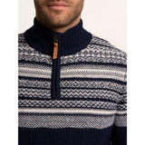 Brakeburn Crossharbour Fairisle 1/2 Neck Knitted Jumper - Navy
