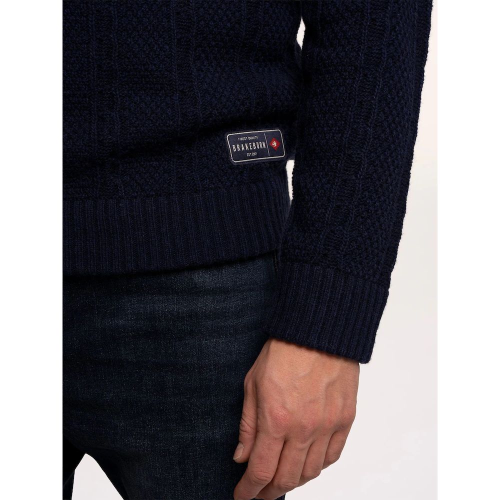 Brakeburn Crossharbour Fairisle 1/2 Neck Knitted Jumper - Navy
