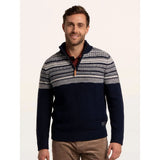 Brakeburn Crossharbour Fairisle 1/2 Neck Knitted Jumper - Navy